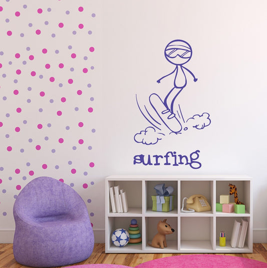 Wall Sticker Vinyl Decal Skating on the Board on Water Surfing (n462)