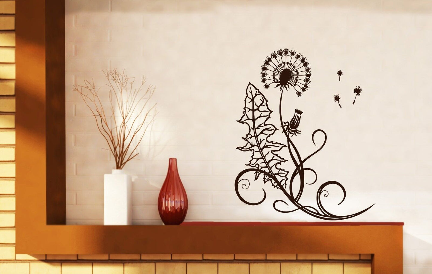 Wall Vinyl Sticker Wildflower Grass Dandelion Parachutes Decal (n467)