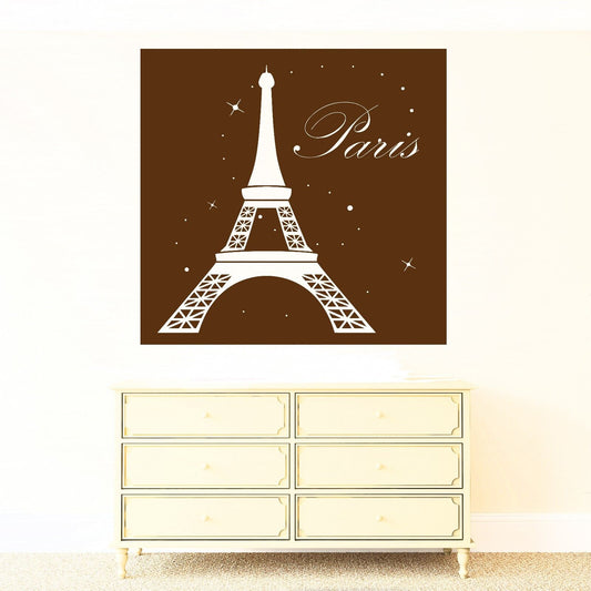 Wall Vinyl Sticker France Paris Eiffel Tower Night Stars Moon Decor (n471)