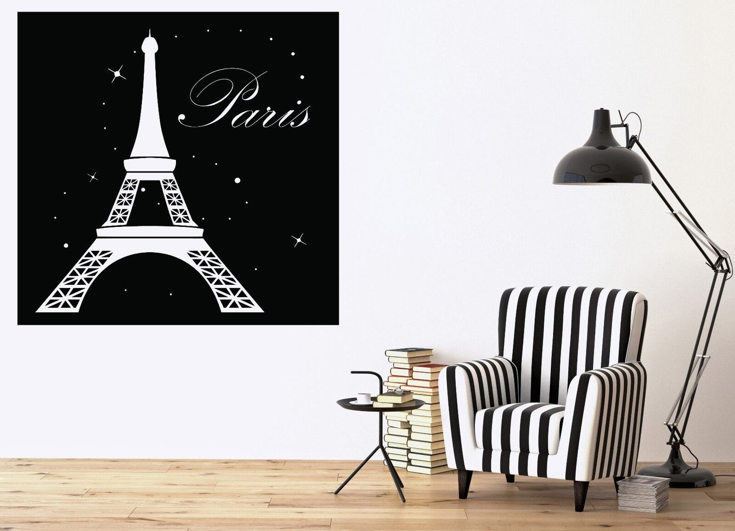 Wall Vinyl Sticker France Paris Eiffel Tower Night Stars Moon Decor (n471)