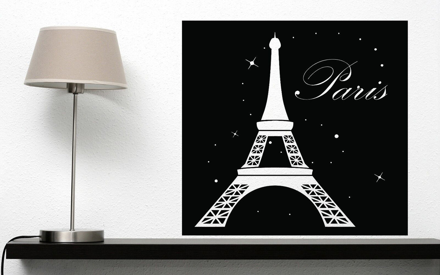 Wall Vinyl Sticker France Paris Eiffel Tower Night Stars Moon Decor (n471)