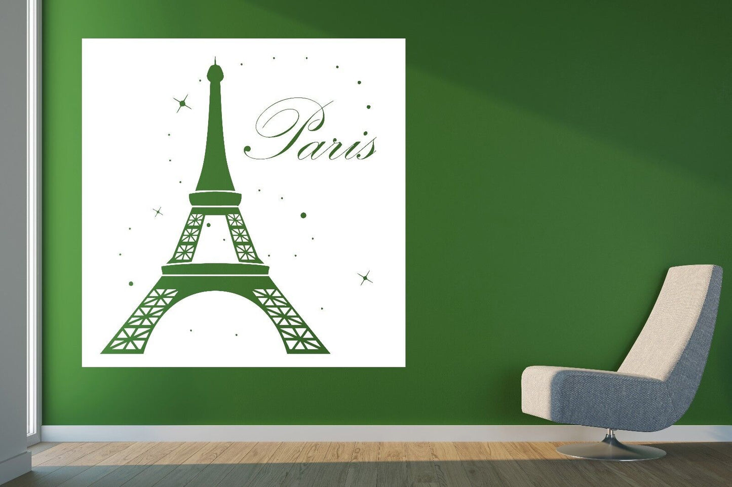 Wall Vinyl Sticker France Paris Eiffel Tower Night Stars Moon Decor (n471)