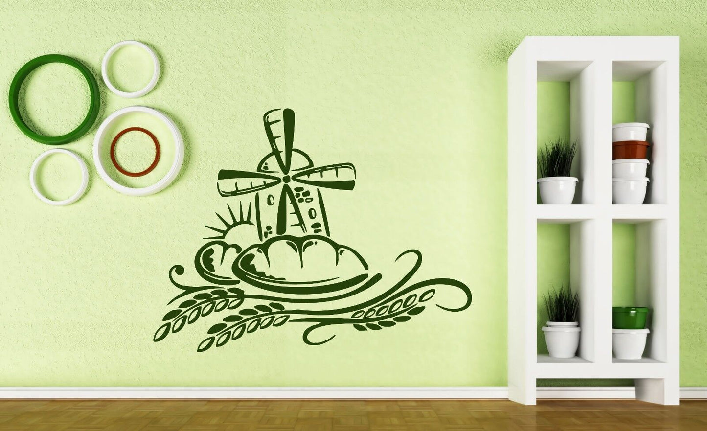 Wall Sticker Grain Windmill Aerodynamic Mechanism Wheat Bread Vinyl Decal (n472)