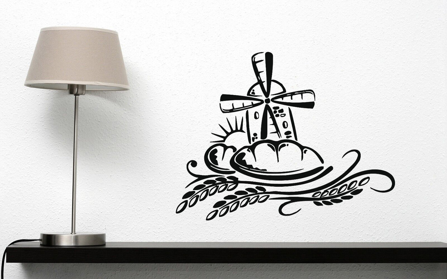 Wall Sticker Grain Windmill Aerodynamic Mechanism Wheat Bread Vinyl Decal (n472)