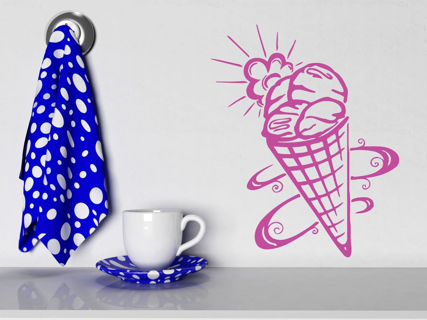 Wall Sticker Ice Cream Waffle Cup Tasty Sweet Vinyl Decal (n473)