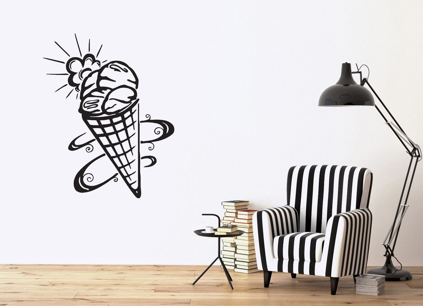 Wall Sticker Ice Cream Waffle Cup Tasty Sweet Vinyl Decal (n473)