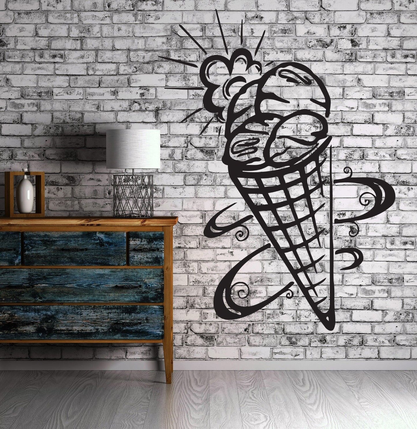 Wall Sticker Ice Cream Waffle Cup Tasty Sweet Vinyl Decal (n473)