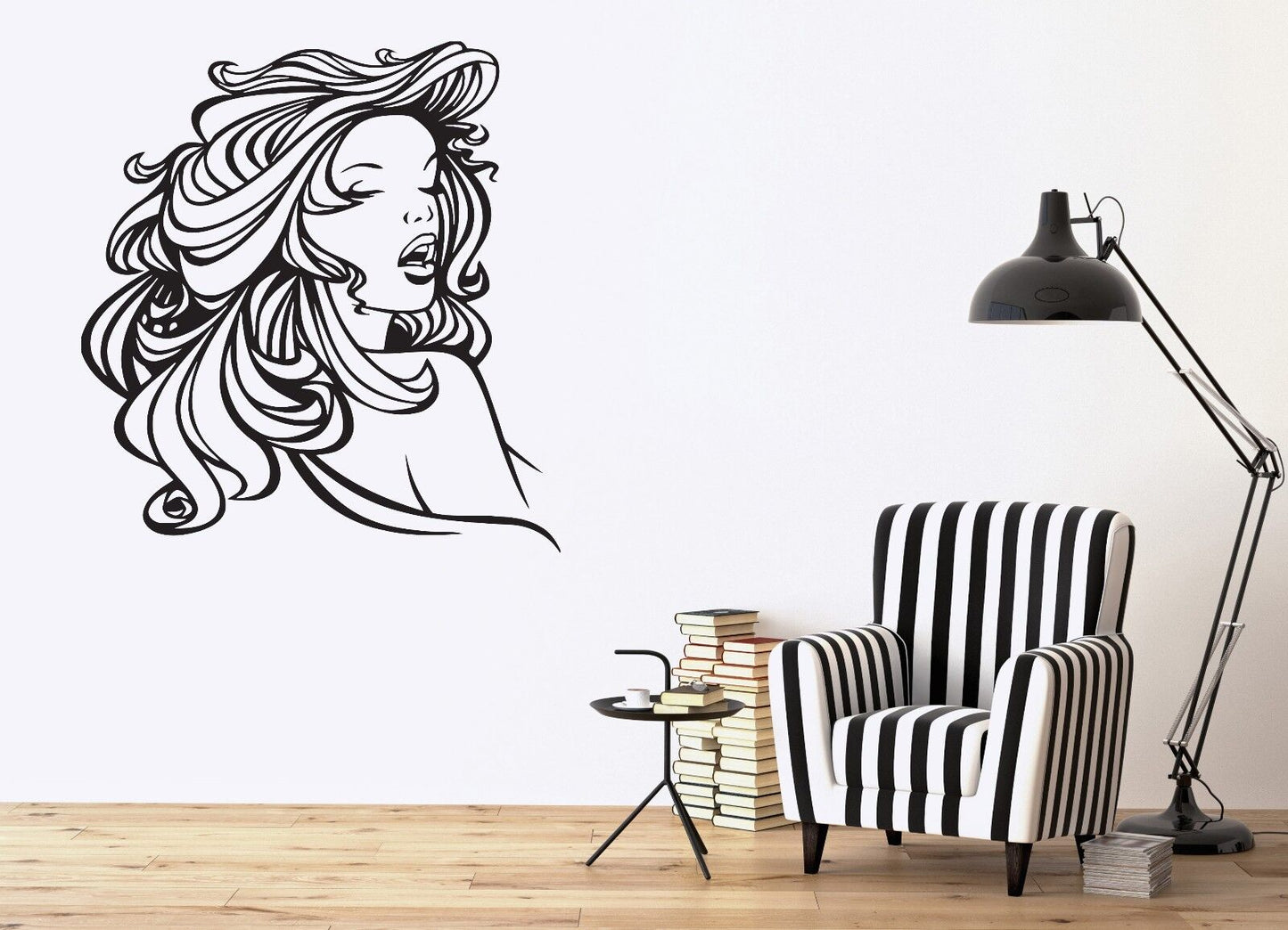 Wall Vinyl Sticker Decal Silhouette Sexy Lady Beautiful Hair Decor (n479)