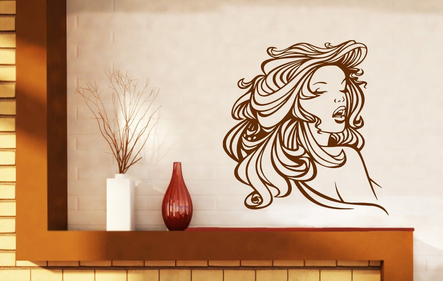 Wall Vinyl Sticker Decal Silhouette Sexy Lady Beautiful Hair Decor (n479)