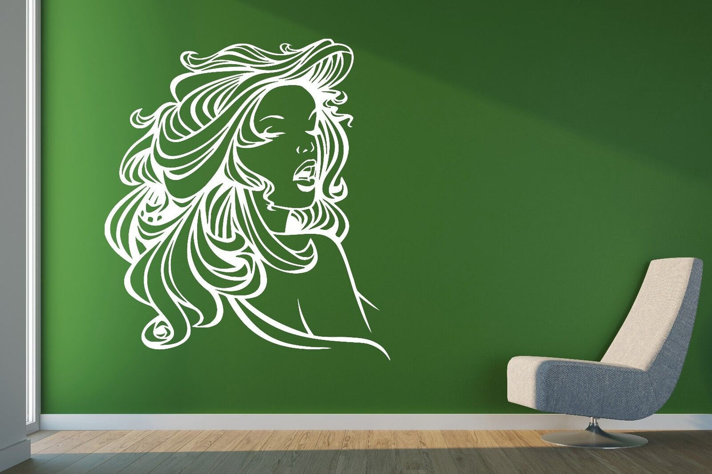 Wall Vinyl Sticker Decal Silhouette Sexy Lady Beautiful Hair Decor (n479)