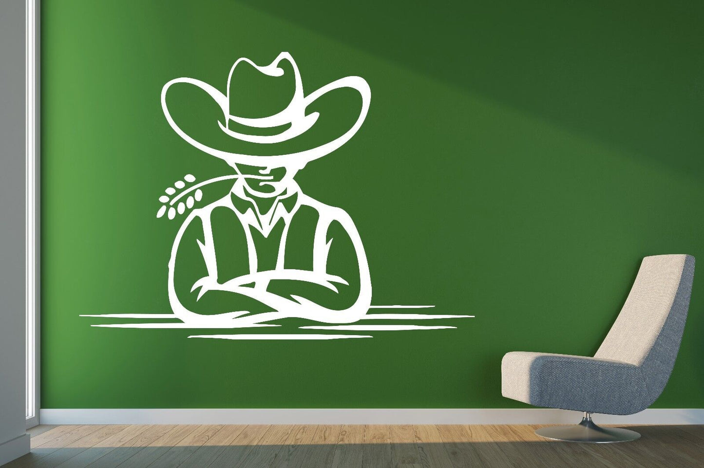 Wall Sticker Man Straw Hat Mouth Decor For Living Room Vinyl Decal (n484)