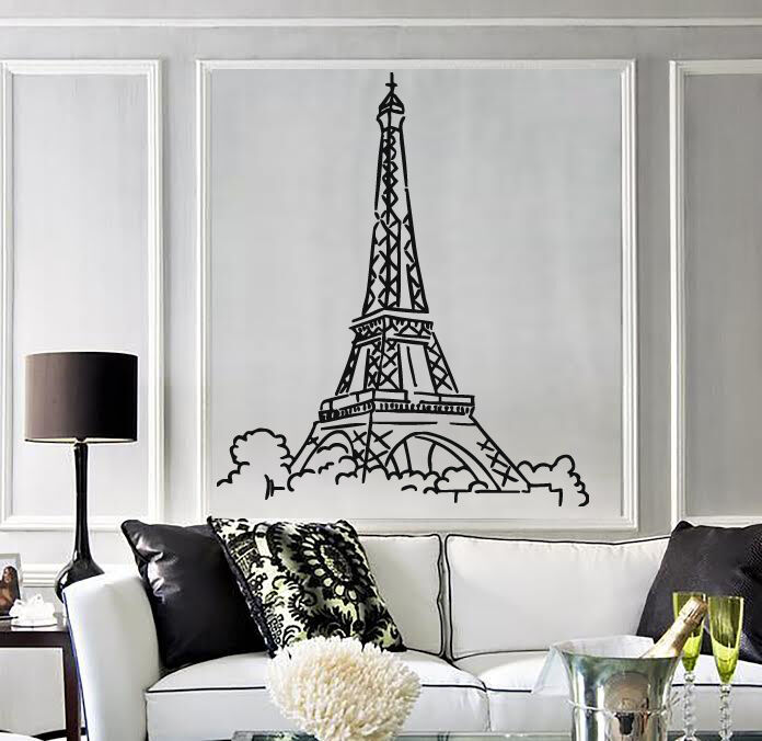 Wall Vinyl Eiffel Tower Paris France Champs Elysees Sticker Decal (n488)