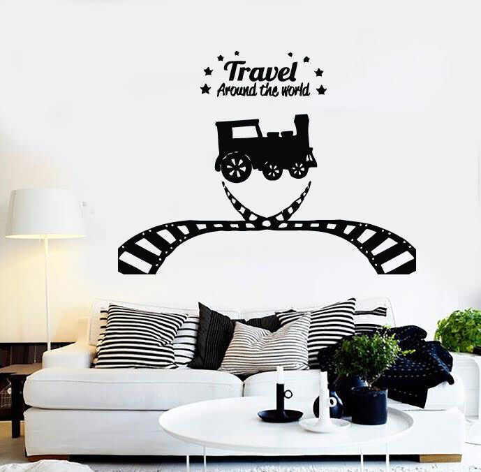 Wall Vinyl Sticker Decal Steam Train Locomotive Rail Transport Travel (n493)