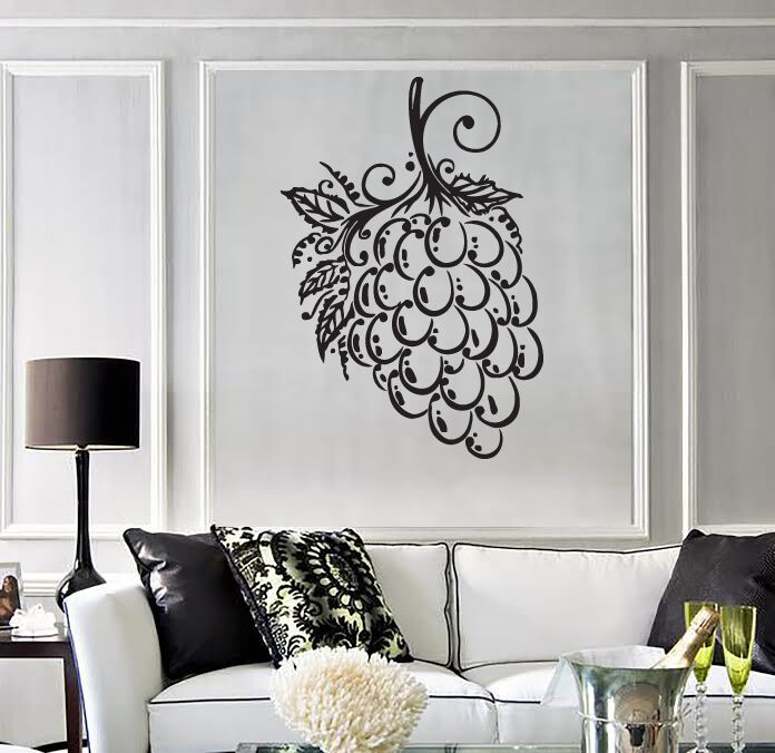 Wall Sticker Grapes Bunch Berry Leaves Isabella Muscat Vinyl Decal (n500)