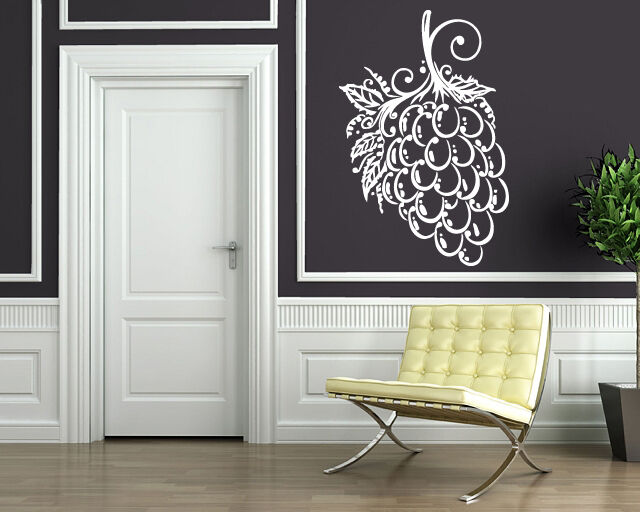 Wall Sticker Grapes Bunch Berry Leaves Isabella Muscat Vinyl Decal (n500)