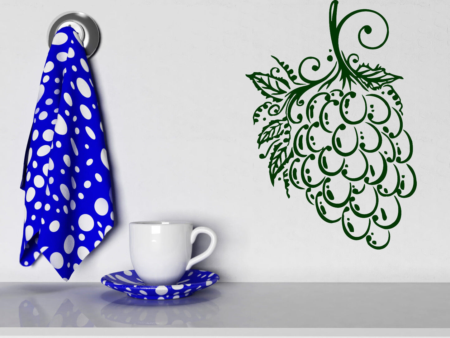 Wall Sticker Grapes Bunch Berry Leaves Isabella Muscat Vinyl Decal (n500)