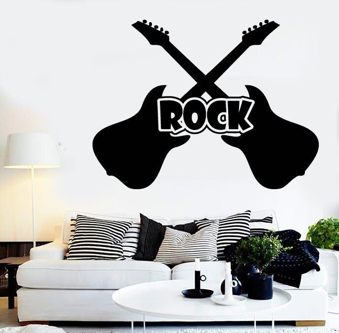 Autocollant mural en vinyle pour instrument de guitare rock and roll (n501)