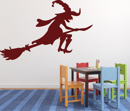 Wall Sticker fabulous hero witch on a broomstick Sabbat Vinyl Decal (n504)