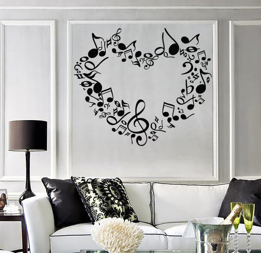 Wall Sticker Vinyl Decal heart notes of love symphony music signs (n518)