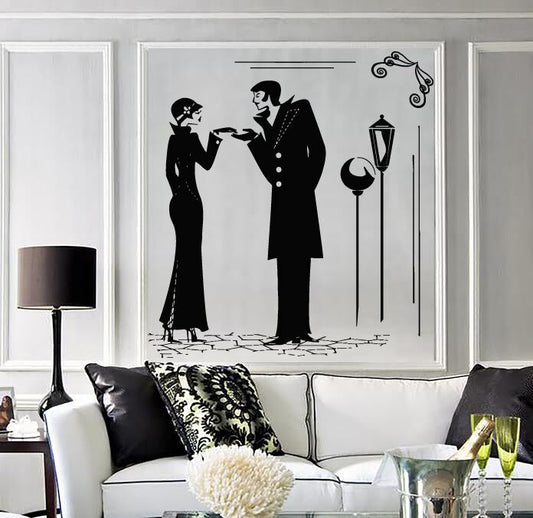 Wall Stickers Vinyl Decal landscape retro romantic couple in love (n534)