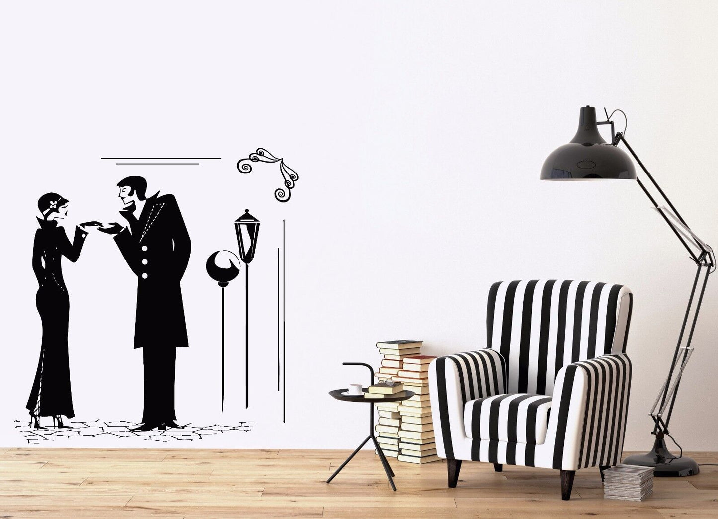 Wall Stickers Vinyl Decal landscape retro romantic couple in love (n534)