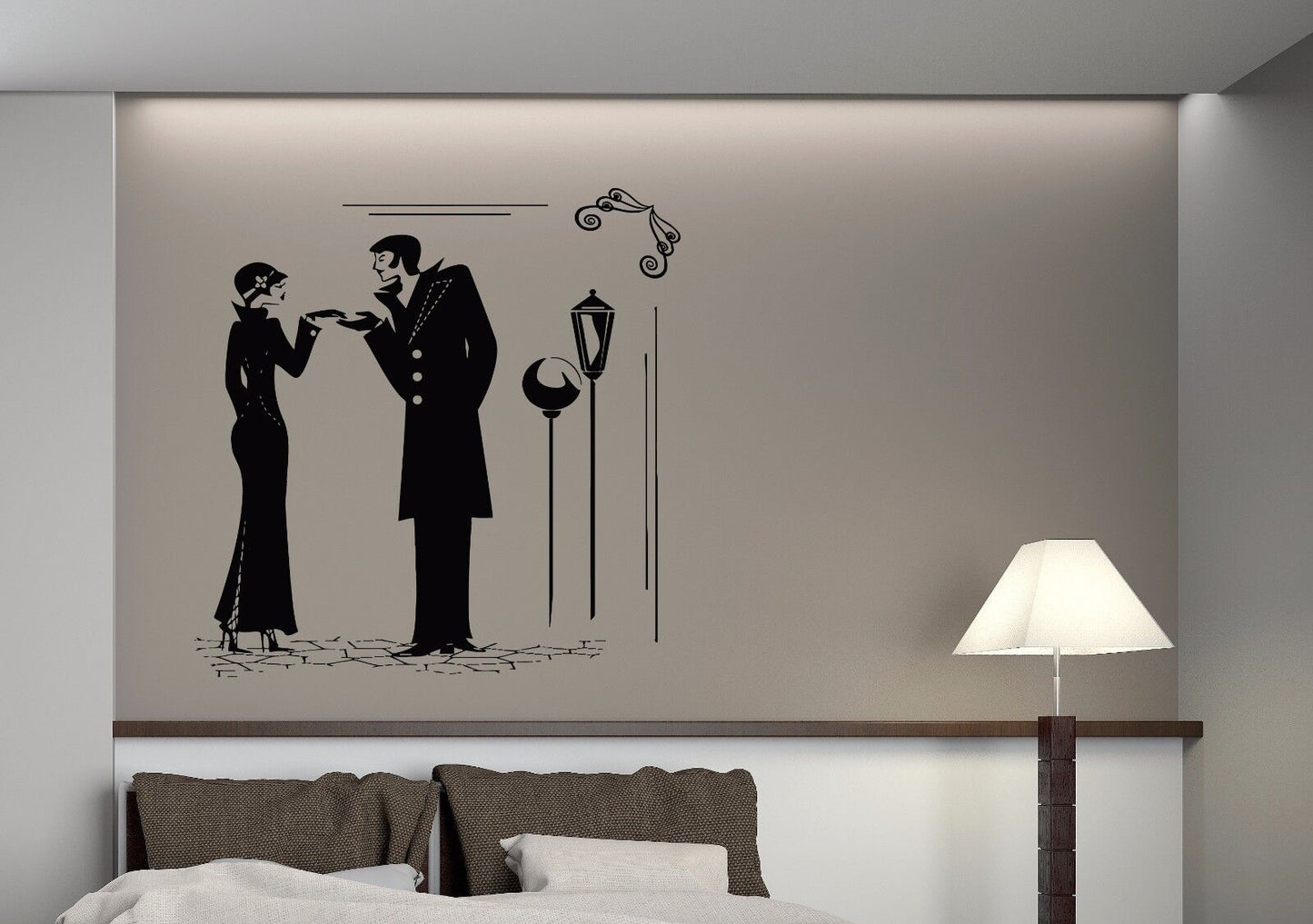 Wall Stickers Vinyl Decal landscape retro romantic couple in love (n534)