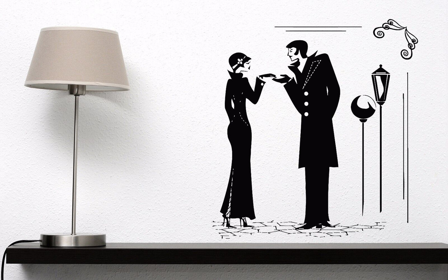 Wall Stickers Vinyl Decal landscape retro romantic couple in love (n534)