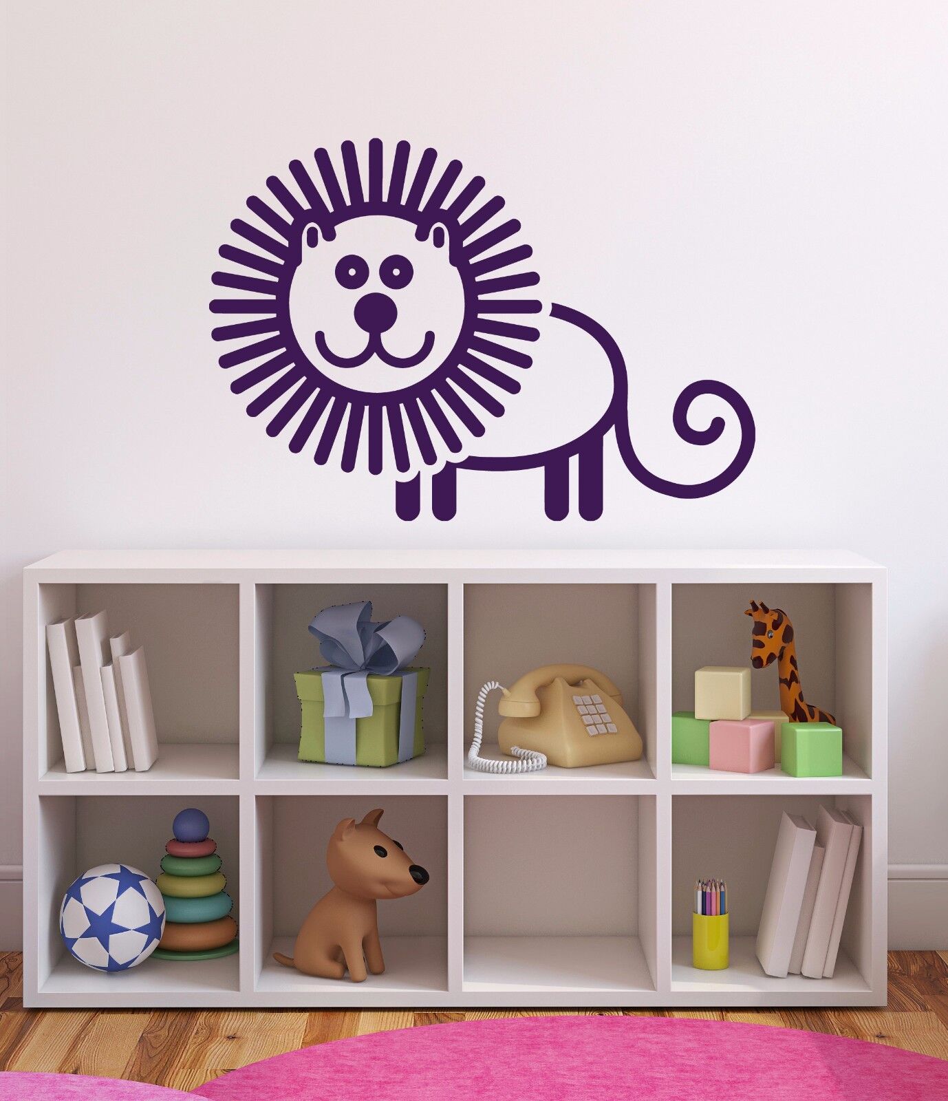 Wall Vinyl Sticker Decal animated image cheerful comic lion (n536)