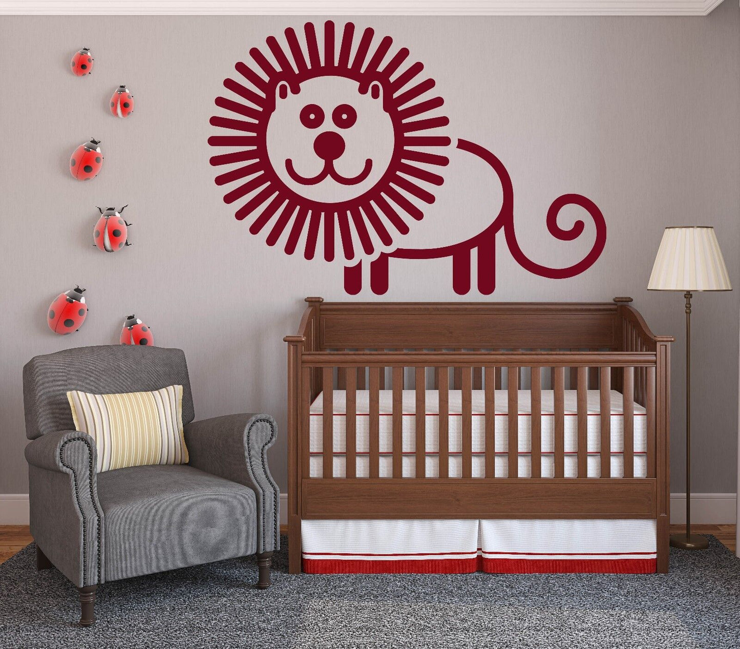 Wall Vinyl Sticker Decal animated image cheerful comic lion (n536)