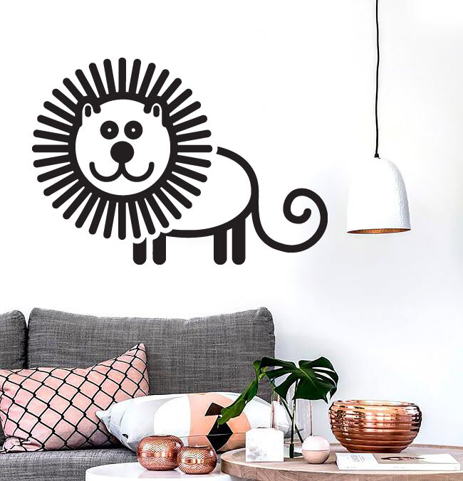 Wall Vinyl Sticker Decal animated image cheerful comic lion (n536)