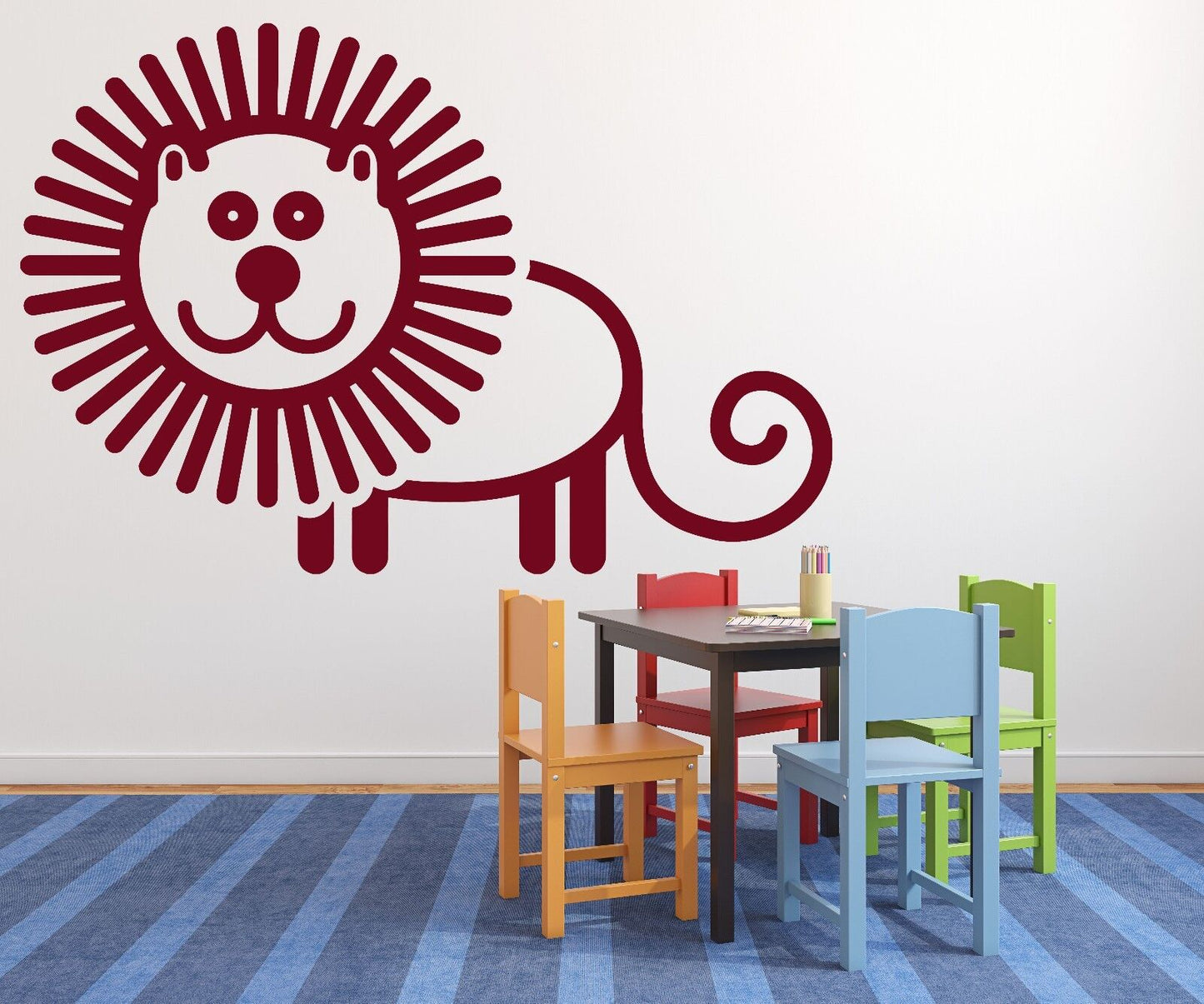 Wall Vinyl Sticker Decal animated image cheerful comic lion (n536)