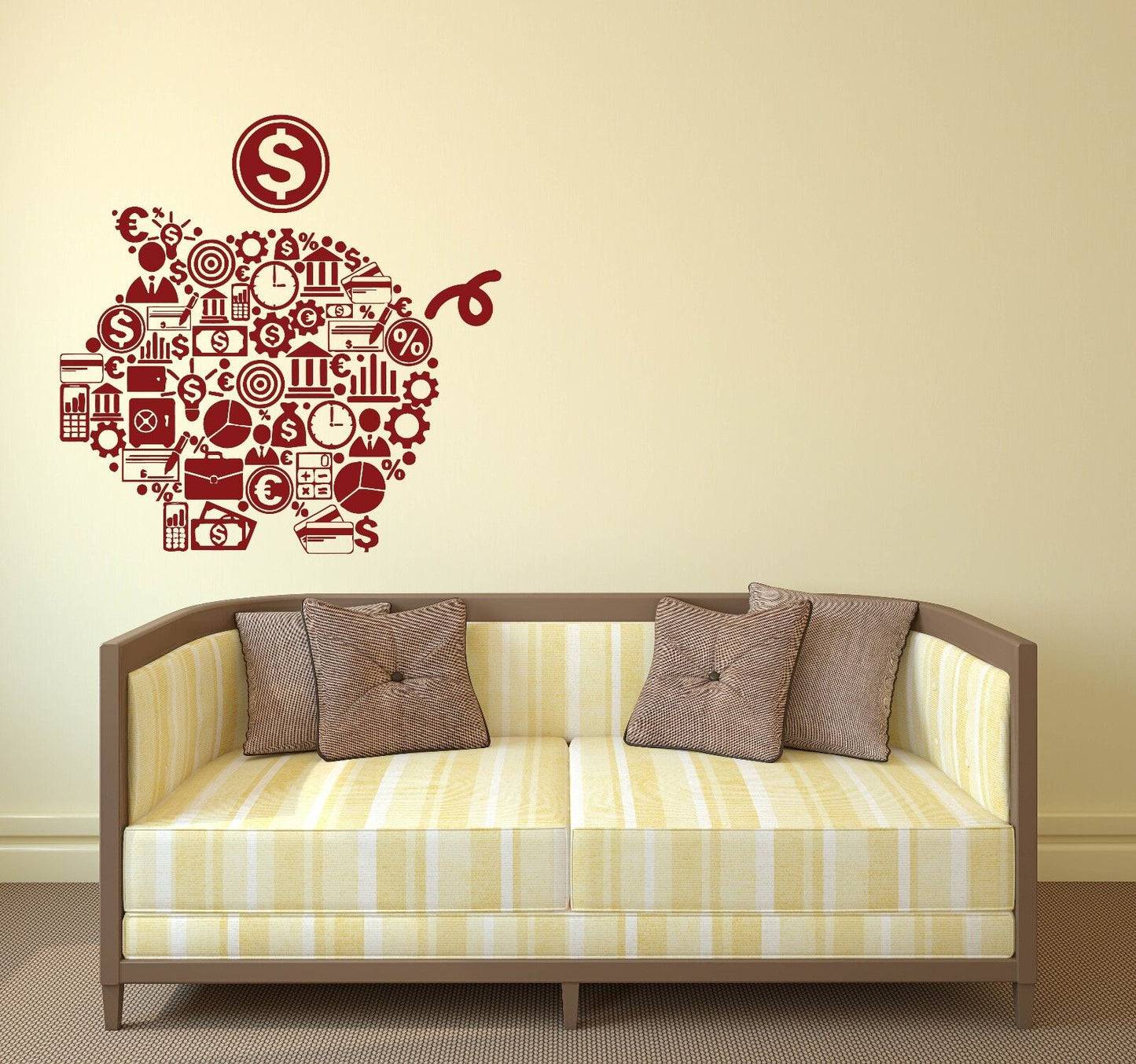 Wall Stickers piggy bank symbols business world money  Vinyl Decal (n541)