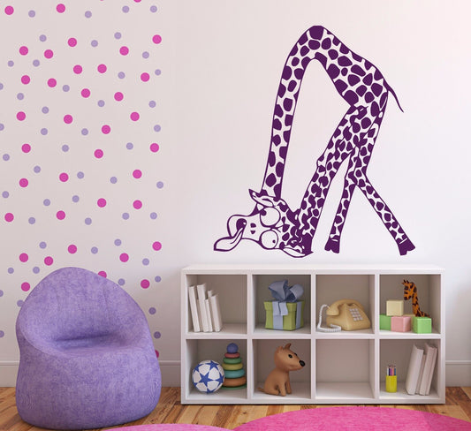 Wall Stickers funny amusing animal giraffe long neck Vinyl Decal (n542)