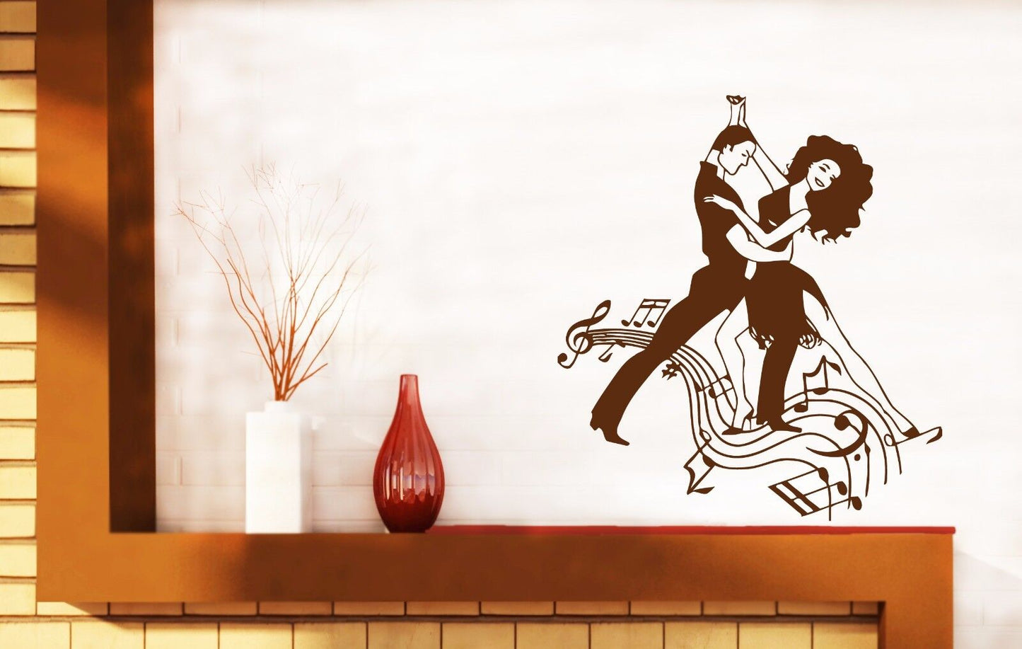 Stickers muraux vinyle décalcomanie couple dansant tango valse musique flirtant romain (n549)