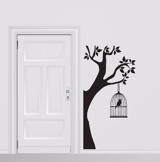 Vinyl Decal Wall Sticker Tree Branches Birdcage Floral Abstract Decor (n535)