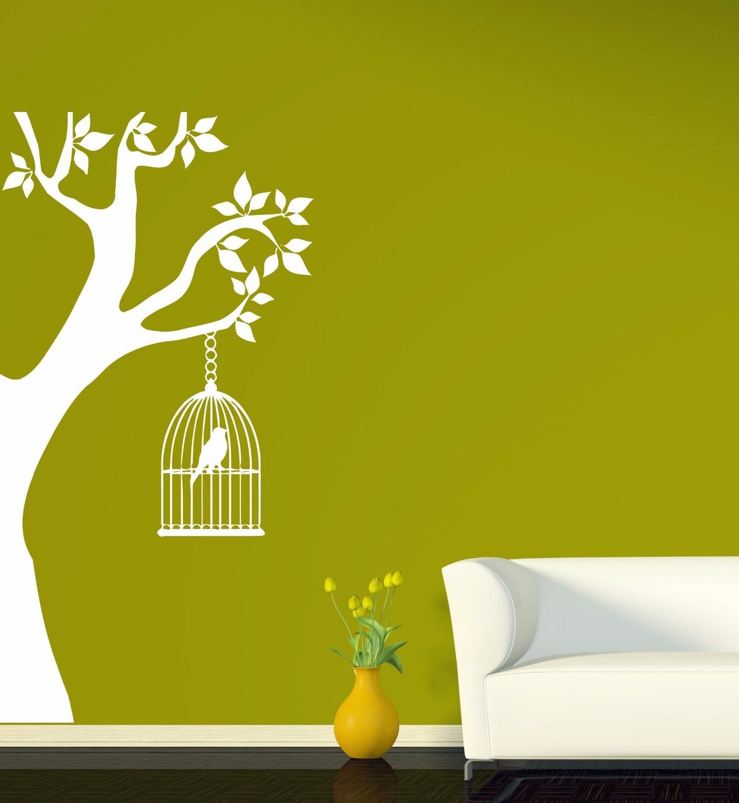 Vinyl Decal Wall Sticker Tree Branches Birdcage Floral Abstract Decor (n535)