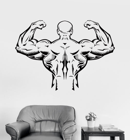 Vinyl Wall Stickers Gym Muscled Body Bodybuilding Fitness Mural (167ig)