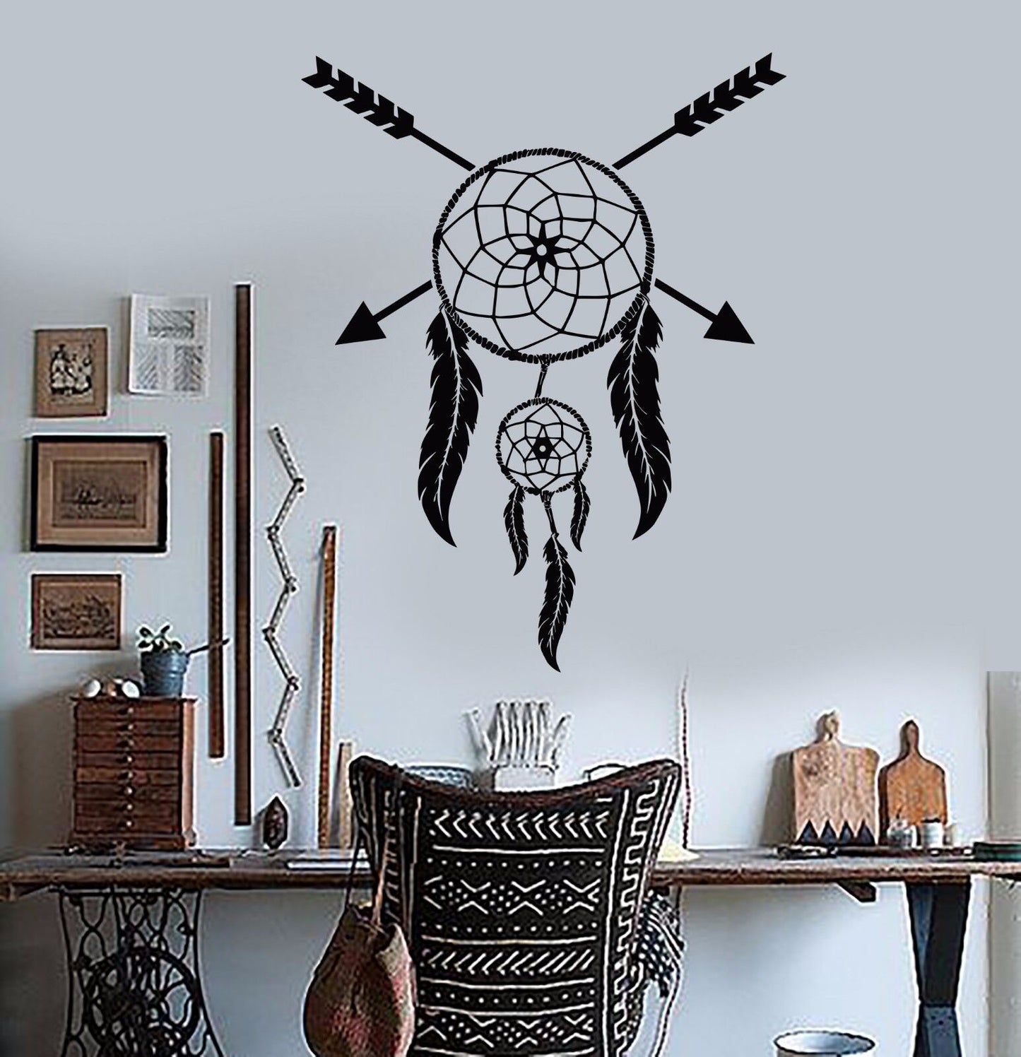 Vinyl Wall Decal Dreamcatcher Ethnic Style Room Dream Catcher Stickers (181ig)