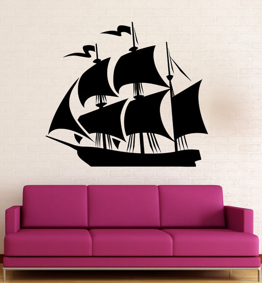 Vinyl Wall Decal Ship Kids Room Child Art Nautical Marine Stickers (245ig)