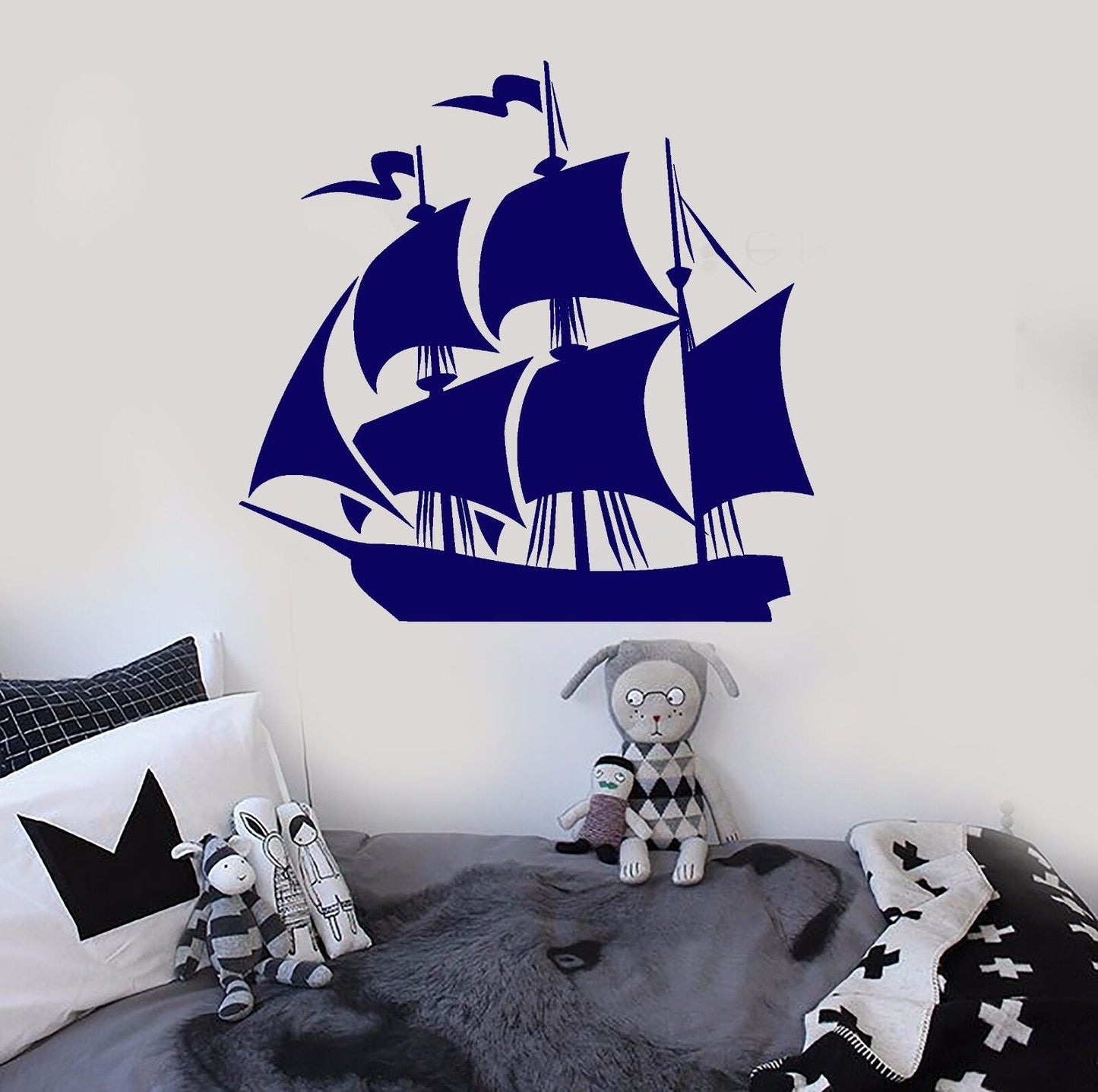 Vinyl Wall Decal Ship Kids Room Child Art Nautical Marine Stickers (245ig)