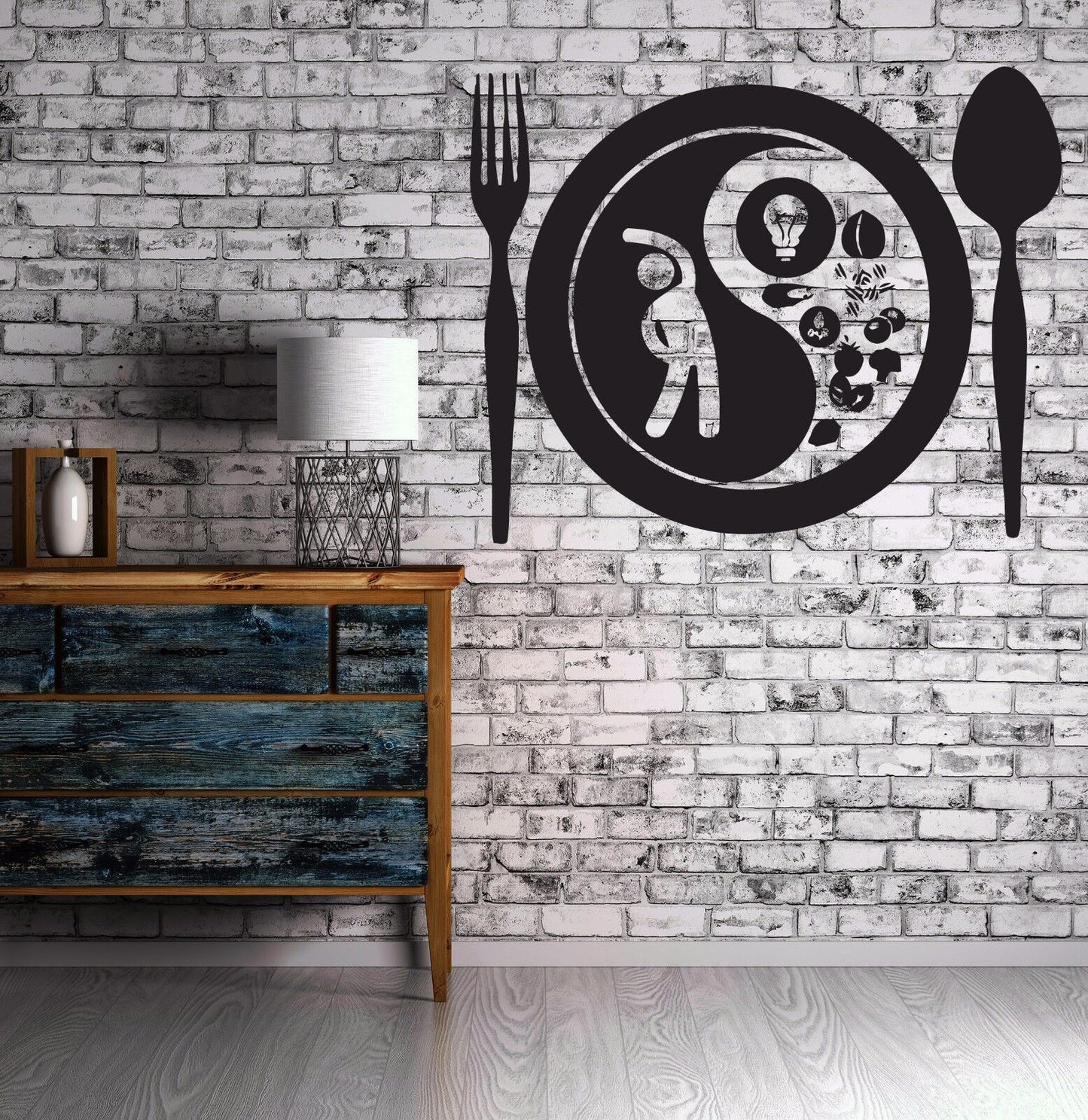 Vinyl Decal Fork Spoon Plate Food Taste Appetites Wall Sticker (n564)