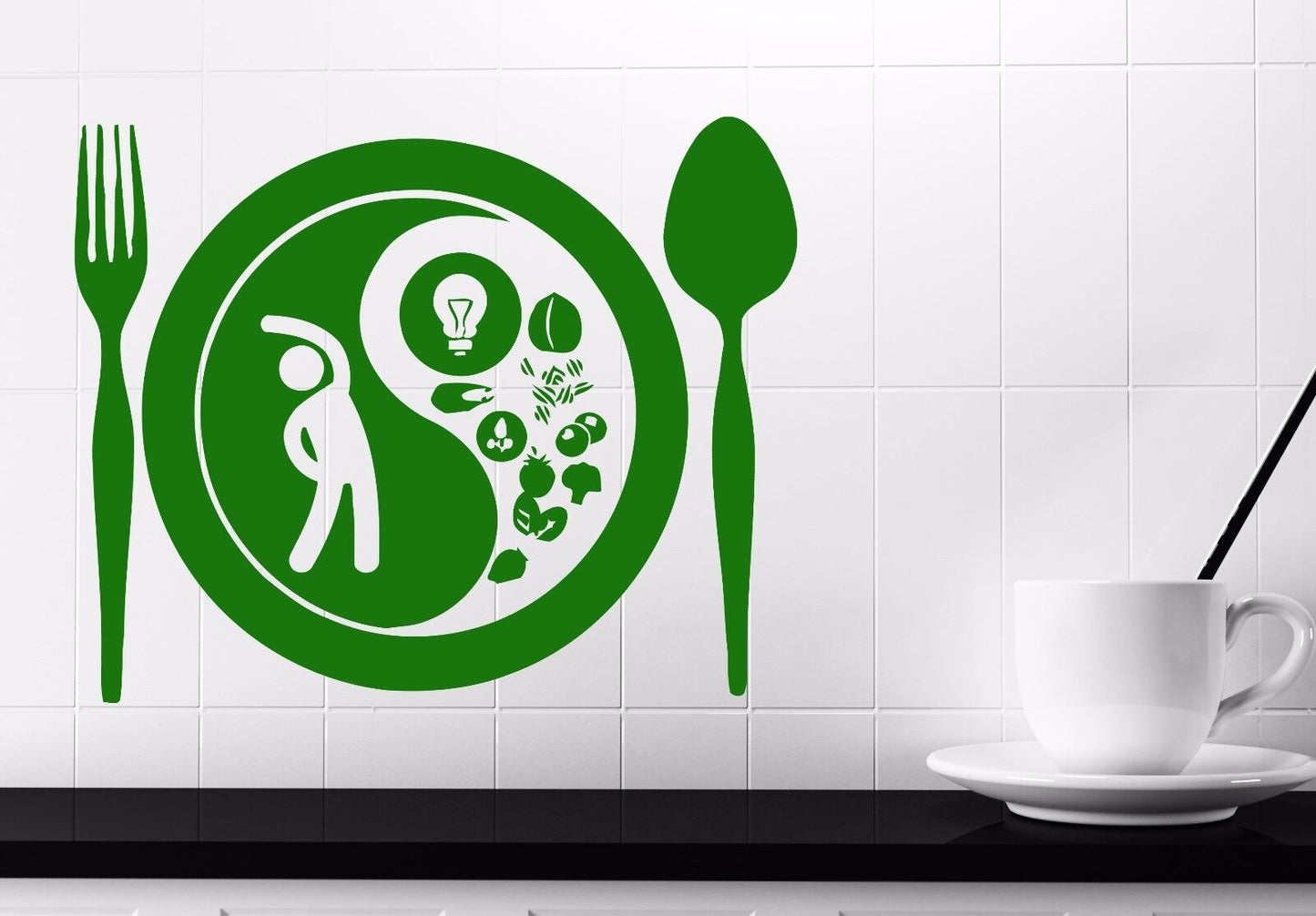 Vinyl Decal Fork Spoon Plate Food Taste Appetites Wall Sticker (n564)