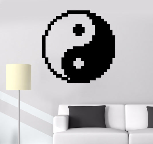 Vinyl Wall Decal Yin Yang Zen Pixel Art Tao Asian Oriental Stickers (280ig)