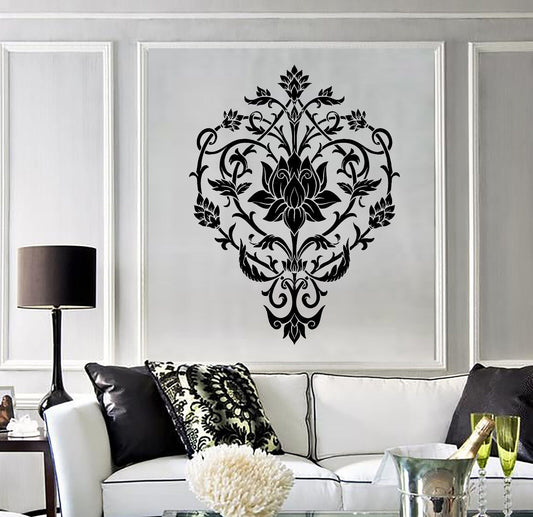 Vinyl Wall Decal Lotus Flower Floral Art Pattern Ornament Stickers (286ig)