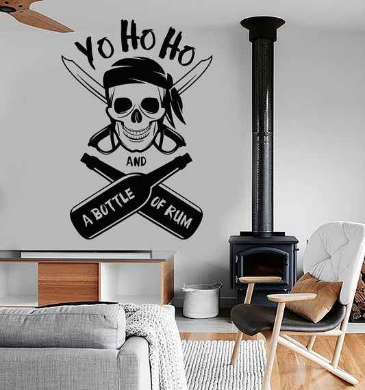 Autocollants muraux en vinyle, décor de crâne de Pirate pour chambre d'enfant, décalcomanie murale (296ig)