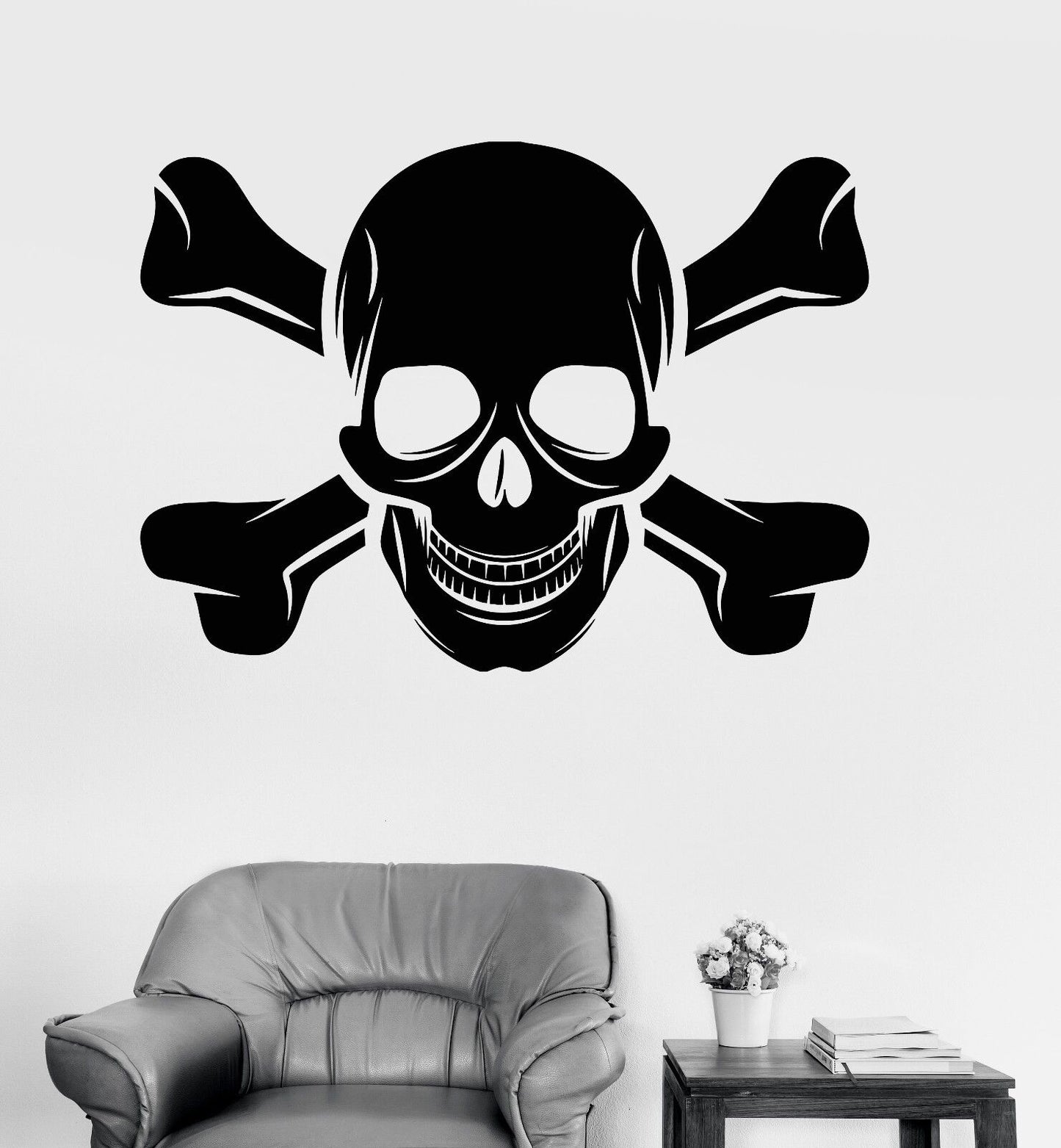 Autocollants muraux en vinyle crâne et os de pirate, autocollant de mort Jolly Roger (298ig)