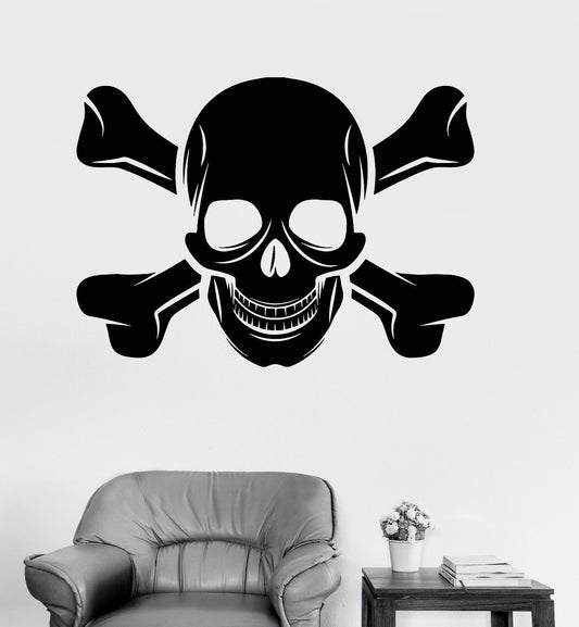 Autocollants muraux en vinyle crâne et os de pirate, autocollant de mort Jolly Roger (298ig)