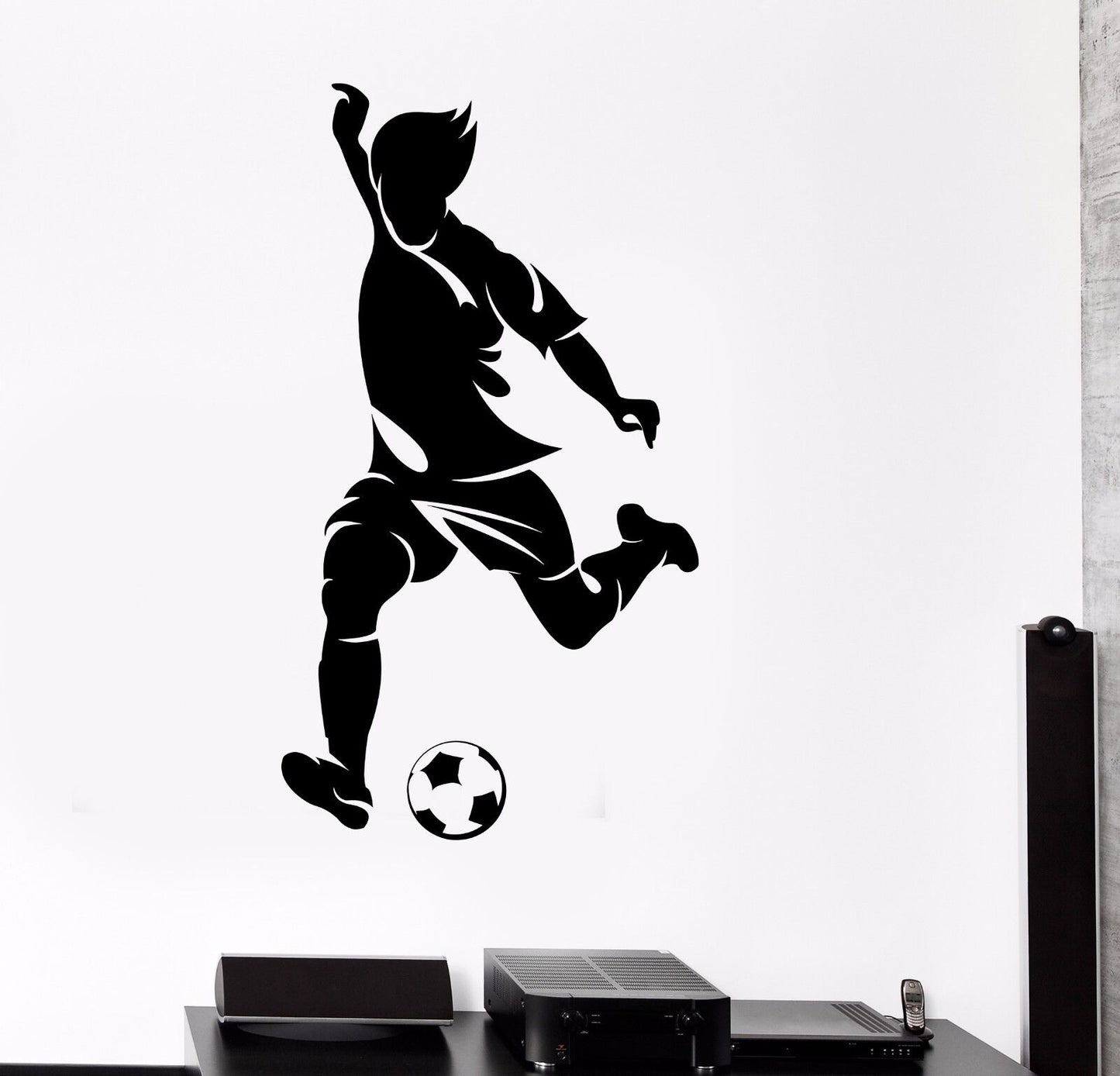 Autocollant mural en vinyle, joueur de football, balle, sport, garçon, chambre d'adolescent (301ig)