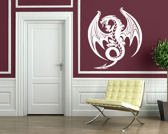 Vinyl Decal Eastern Dragon Fire Mythology Fear Spear Wall Sticker  (n572)