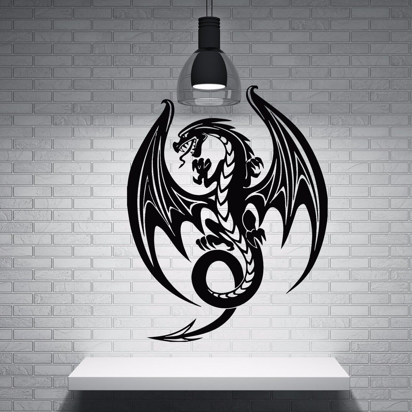 Vinyl Decal Eastern Dragon Fire Mythology Fear Spear Wall Sticker  (n572)